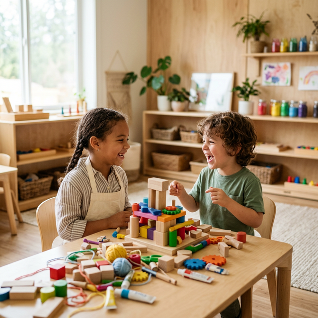 Children talking and collaborating at Smush Studio