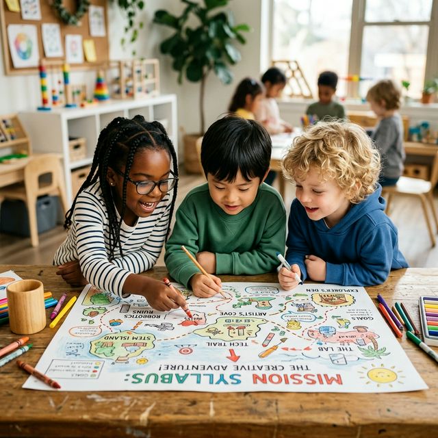 Children exploring the Smush Studio mission roadmap